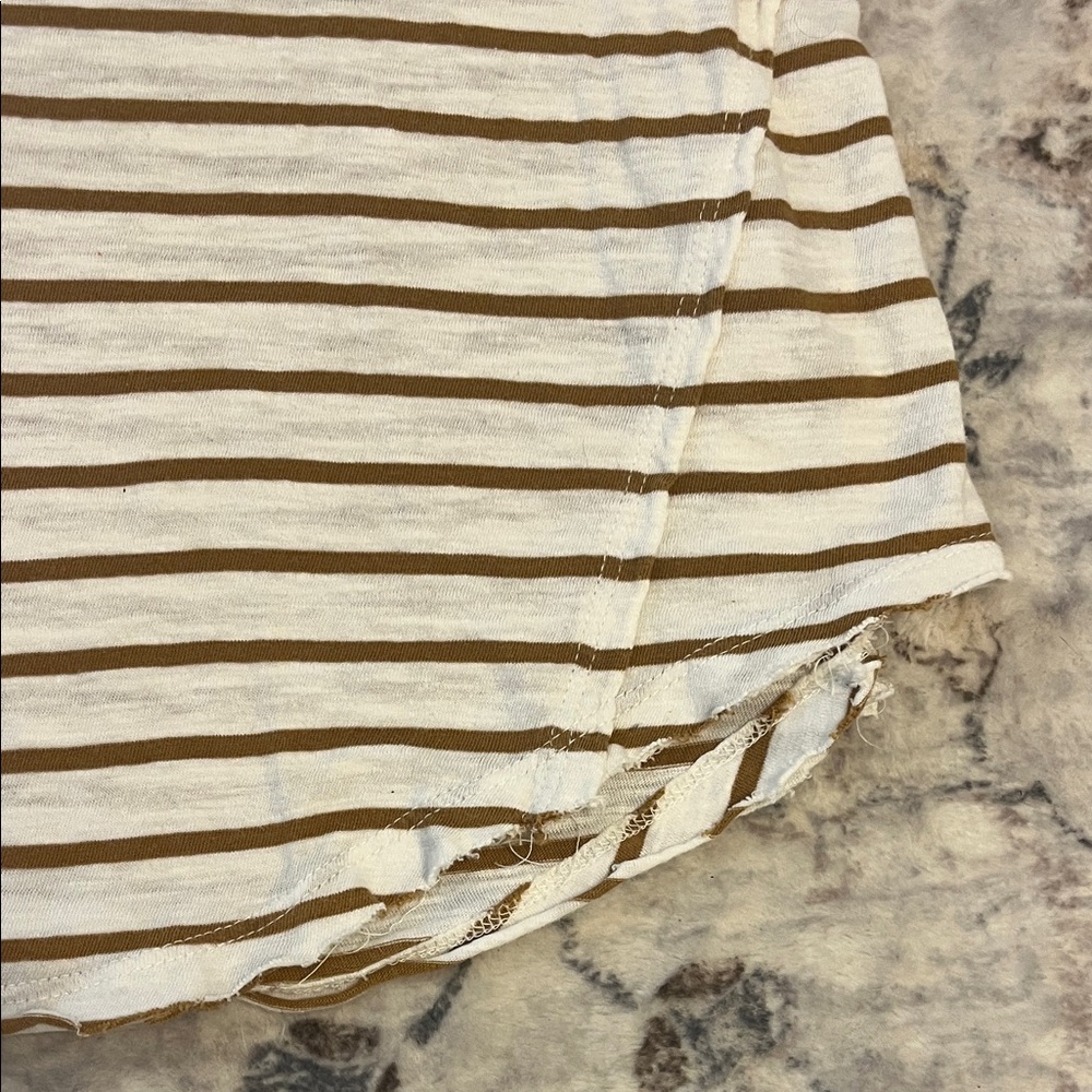 Free People Boho Lace Sleeve Striped Top Cream Soft Girl Indie long sleeved Tee - Picture 5 of 8